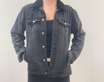 Vintage Distressed Cotton Denim Jacket / y2k 90s aesthetic clothing