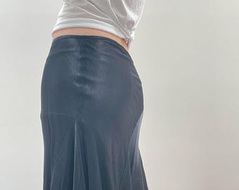 Vintage Black Asymmetric Midi Skirt / y2k 90s fairy core cottage aesthetic clothing