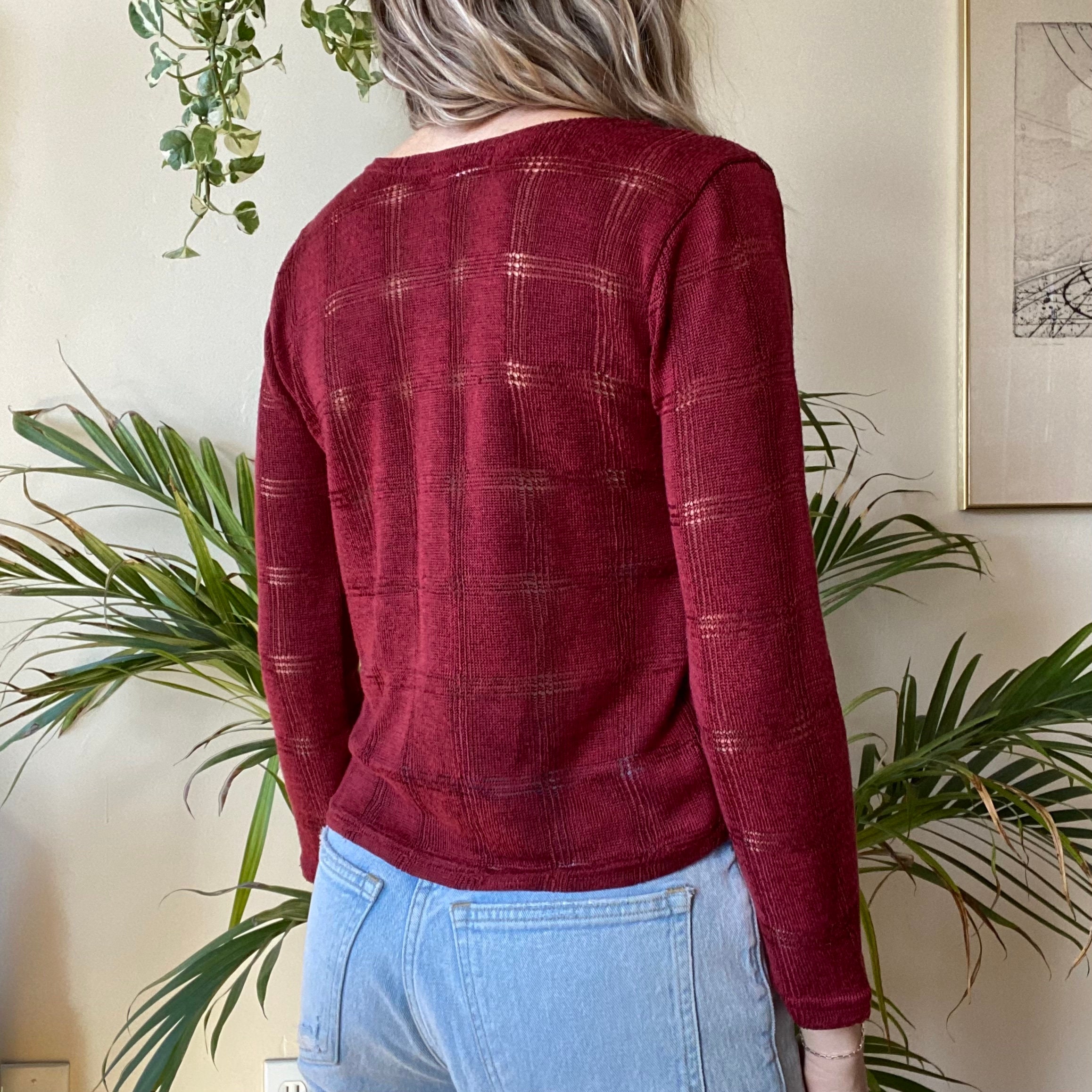 Sheer Checkered Knit Top / Y2k 90s Aesthetic Clothing - Etsy