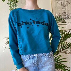 Vintage Blue Stefano Cropped Crewneck Sweater / y2k 90s Aesthetic clothing