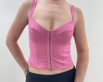 free people pink corset tank / Y2K Clothing 90s aesthetic