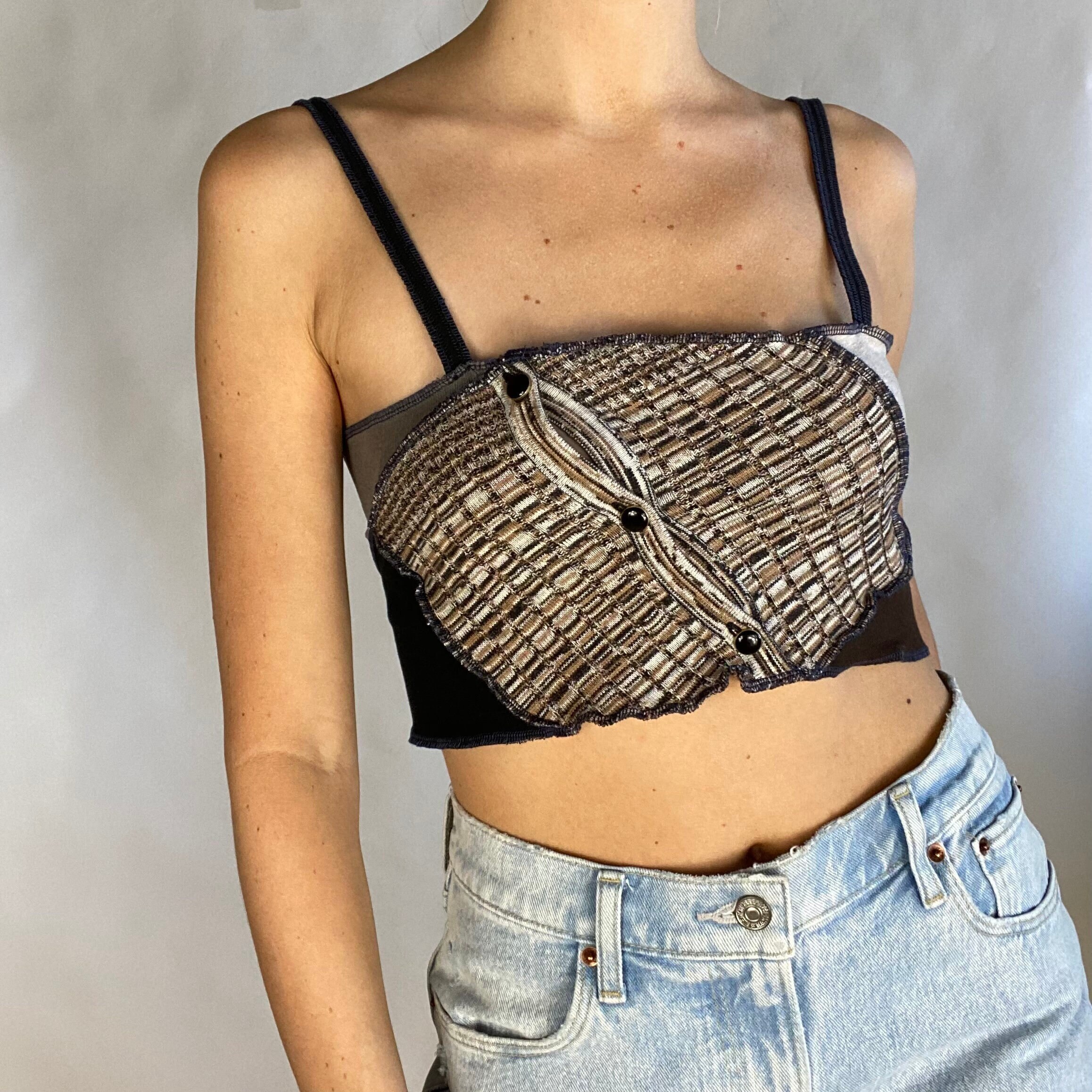 Handmade Patchwork Crop Skinny Vintage Etsy UK