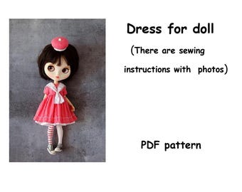 Dress pattern for a doll PDF file/ Dress for dolls PDF|dress for blythe doll pdf pattern/ clothes for blythe pdf