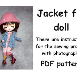 Dress for doll PDF pattern / clothes for doll  PDF pattern /Pattern dress for  doll / Jacket pattern for  doll