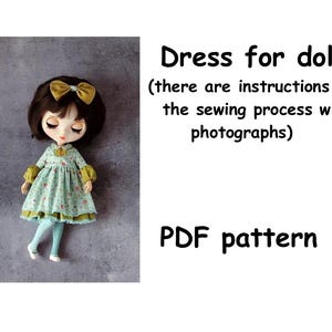 Dress pattern for a doll PDF file/ Dress for dolls PDF|dress for blythe doll pdf pattern/ clothes for blythe pdf