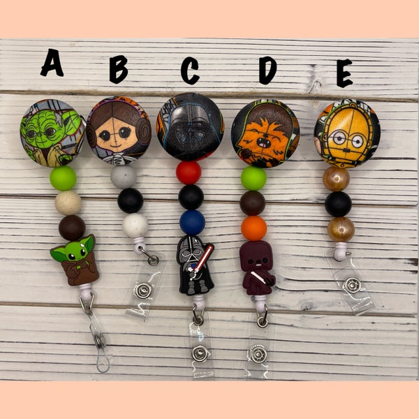 Star Wars Badge Reel-Darth Vader Retractable Work Badge Reels -Character Badge Reels -Princess Leia Badge Holder -Yoda Badge Reel -ID Holder