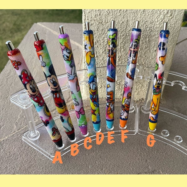 Mickey and friends Gel Pens - Mickey Gel Pen - Minnie Gel Pen - Daisy Gel Pen - Donald Gel Pen - Goofy Gel Pen - Pluto Gel Pen - Fabric Pen