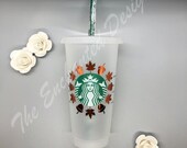 Starbucks Cold Cup Leaf Acorn Fall Wreath, SVG, Instant Download