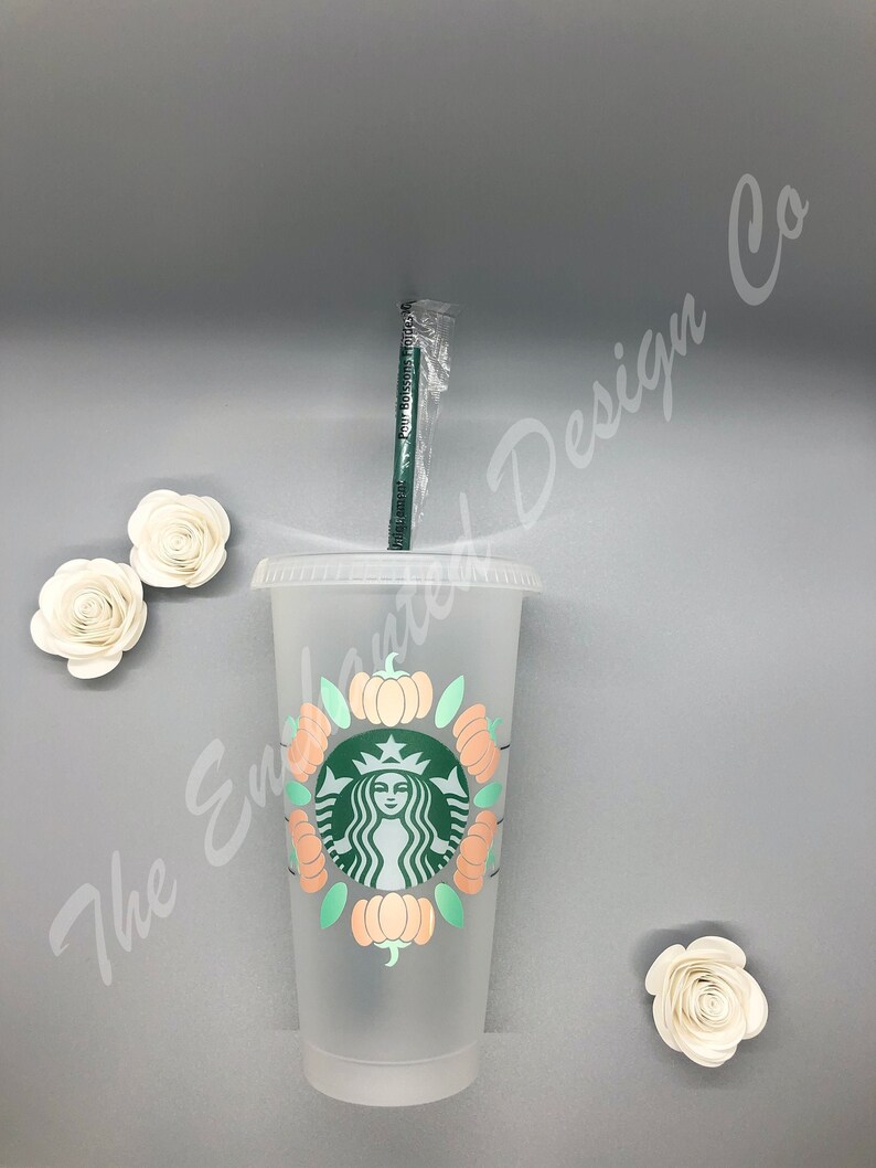 Download Starbucks Cold Cup Fall Pumpkin Logo Wreath SVG Instant | Etsy