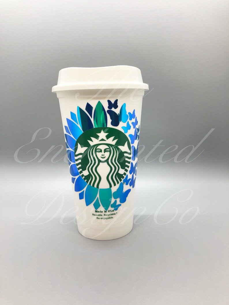 Download Starbucks Grande Hot Cup Sunflower and Butterflies SVG | Etsy
