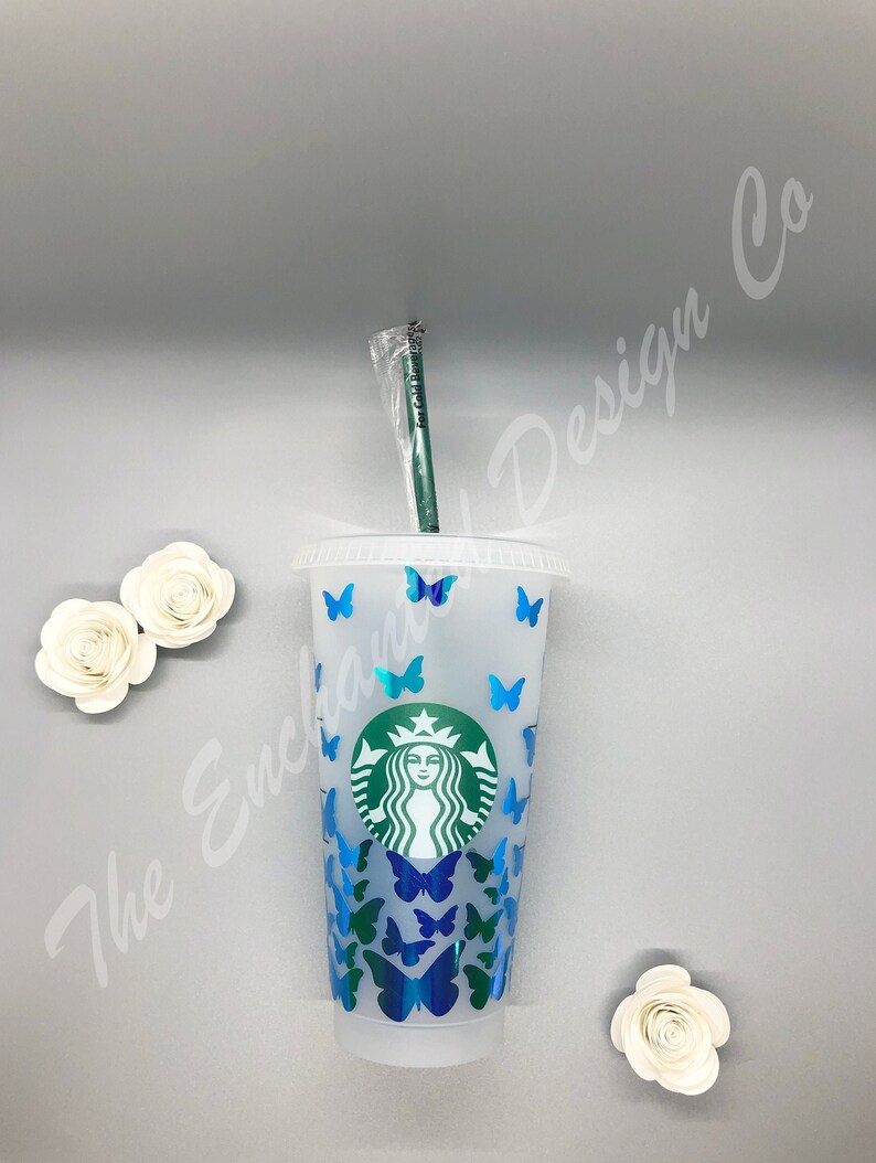 Download Full Wrap Starbucks Cold Cup Butterfly SVG Instant ...