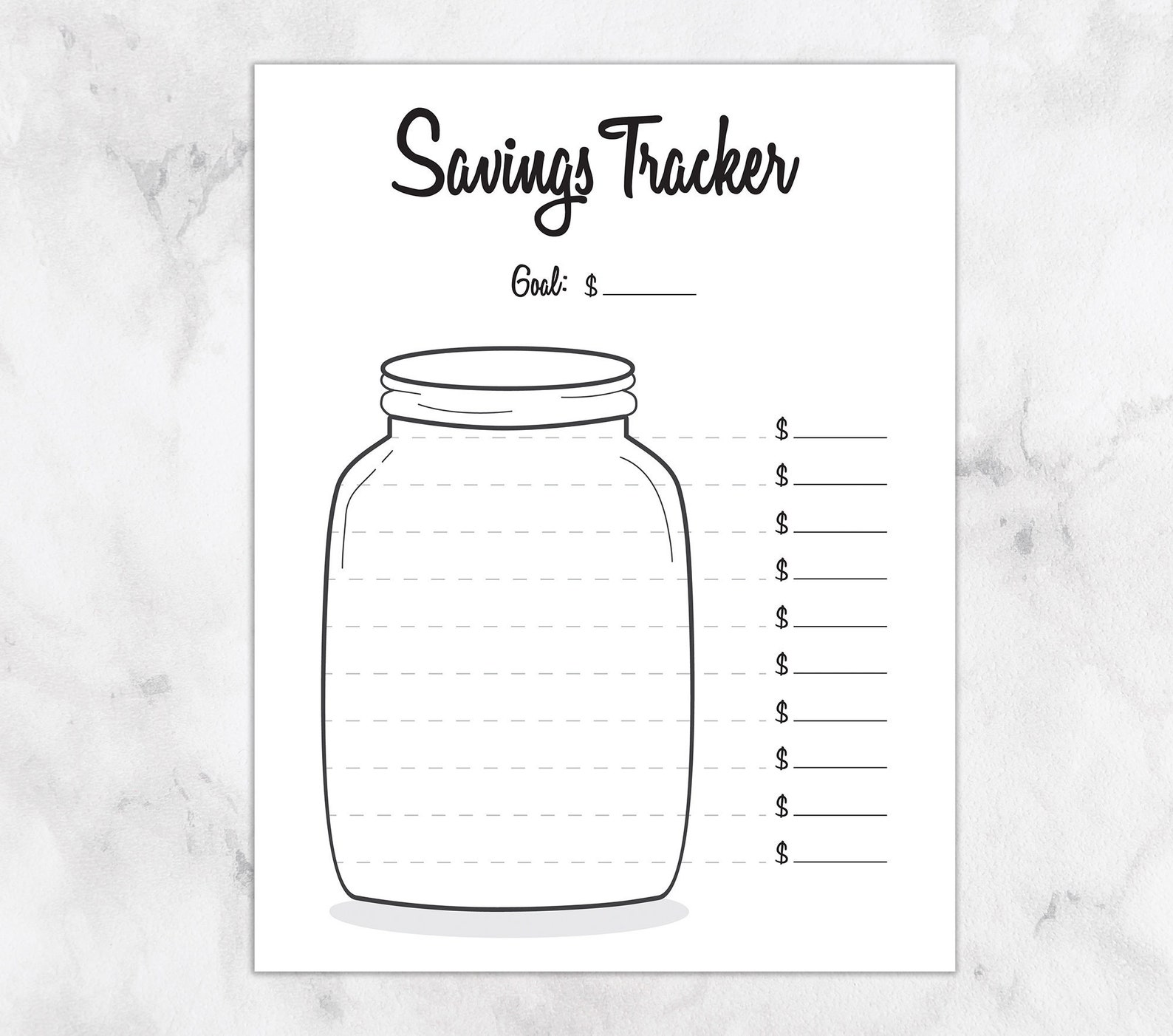 Savings Tracker Jar Instant Download Goal Tracker Etsy UK