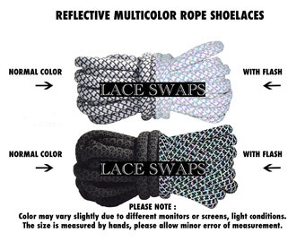 1 Pair Rope Multicolor Reflective Premium 36 47 55 63 72 Inches Shoe Laces For All Shoes Shoelaces