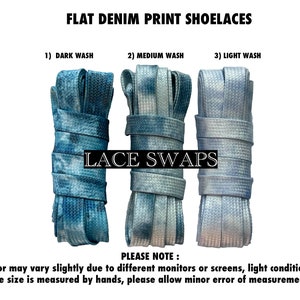 1 Pair Flat Denim Print Shoelaces Now Available in 47 55 63 Inches Shoe Laces