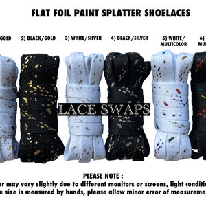 1 Pair Flat Foil Paint Splatter Shoelaces Available In 47 55 63 Inches Premium Shoe Laces For All Shoes