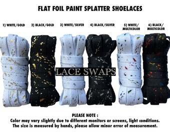 1 Pair Flat Foil Paint Splatter Shoelaces Available In 47 55 63 Inches Premium Shoe Laces For All Shoes