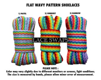 1 Pair Wavy Pattern Flat Shoelaces Available in 39 47 55 63 Inches Shoe laces Lace Swaps
