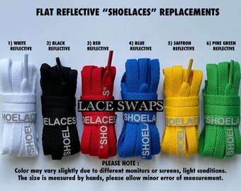 Flat Reflective "SHOELACES" Replacements 12+ Colorful Custom Shoelaces Lace Swaps Great For Off White Lot 50 & All Shoes Alike