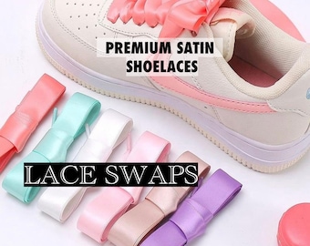 FLAT PREMIUM QUALITY Satin Shoelaces 22 Colorful Ribbon Replacement Laces For Weddings Gifts & Converse Shoes