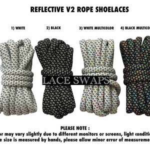 1 Pair V2 Reflective Rope Style Shoelaces Now Available in 39 47 55 63 Inches For All Shoes Shoe Laces