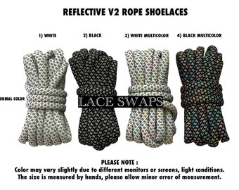 1 Pair V2 Reflective Rope Style Shoelaces Now Available in 39 47 55 63 Inches For All Shoes Shoe Laces