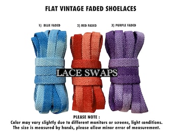 1 Pair Flat Vintage Tie Dye Faded Shoelaces Now Available in 47 55 63 Inches Shoe Laces
