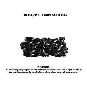 Black & White Two-Tone Rope Style Shoelaces 1 Pair 45 Inches