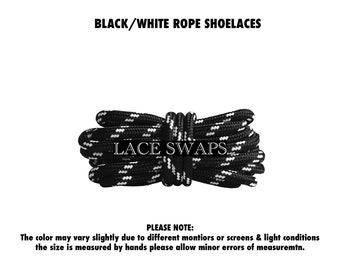 Black & White Two-Tone Rope Style Shoelaces 1 Pair 45 Inches