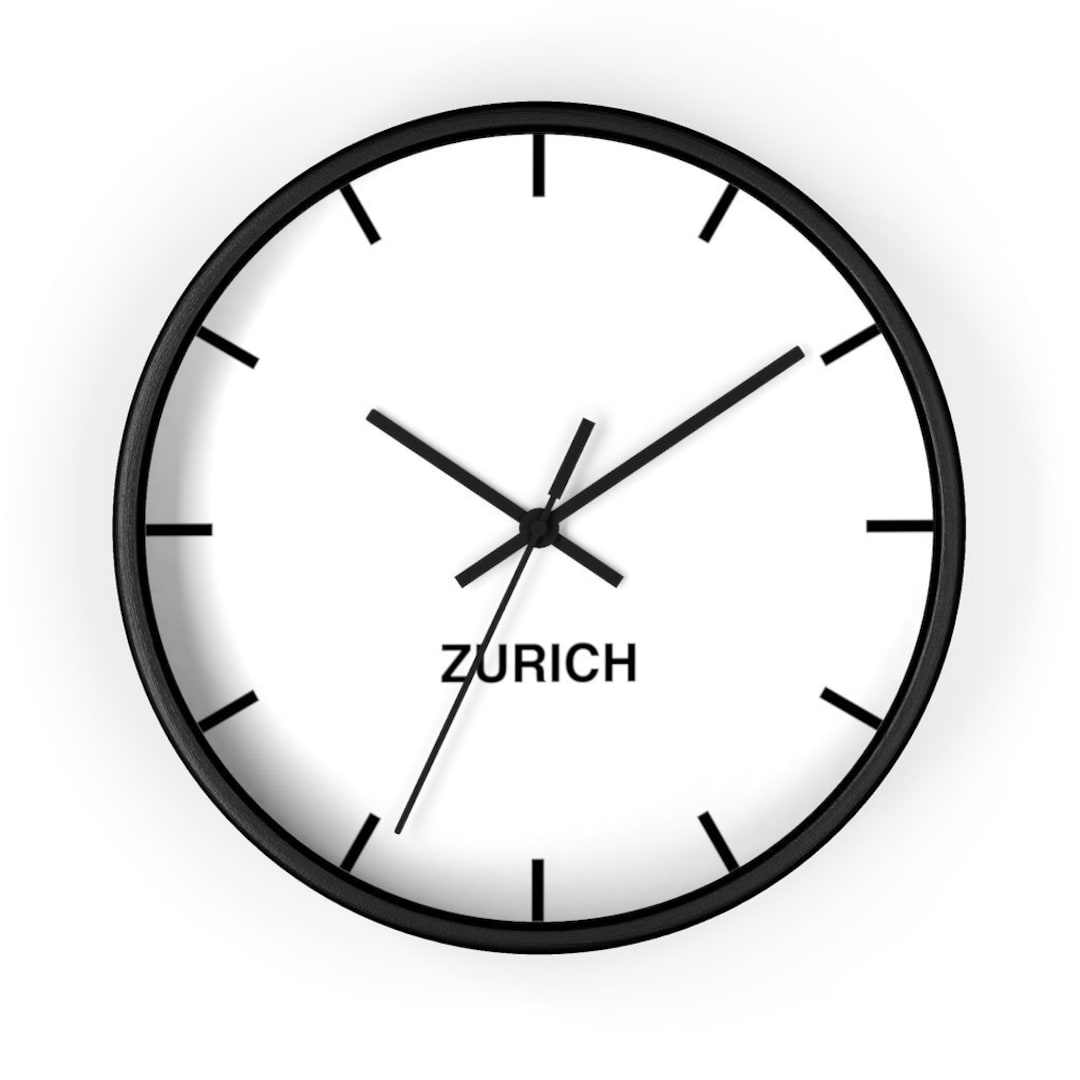Zurich Time Zone GMT Newsroom Clock Premium Business Wall Etsy