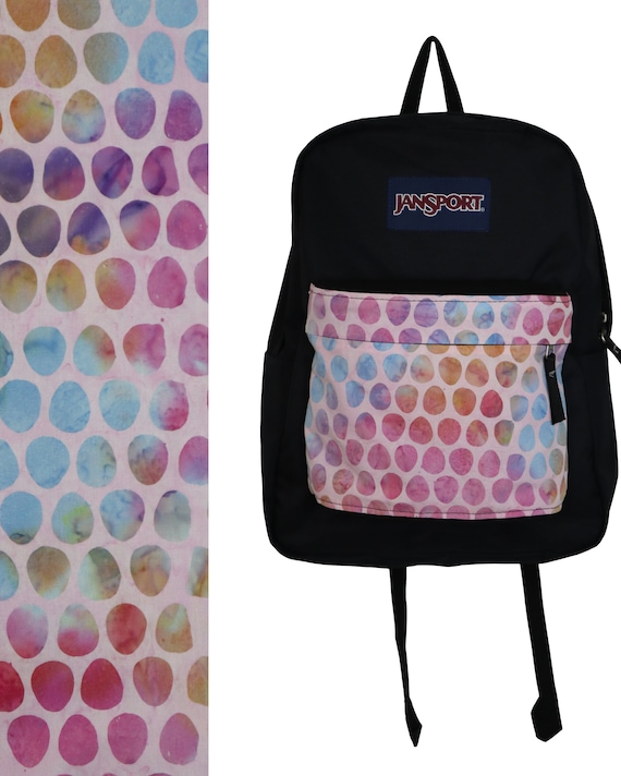 Rainbow Oval Batik Fabric Upcycle for the Jansport Superbreak Backpack Etsy UK