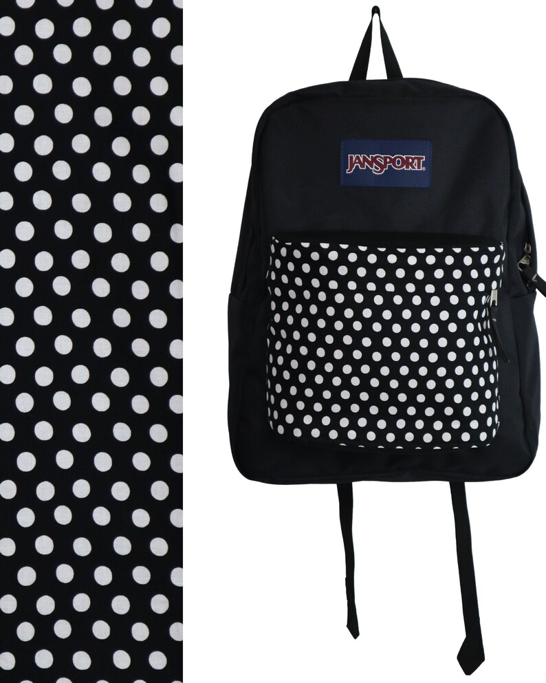 black and white polka dot jansport backpack