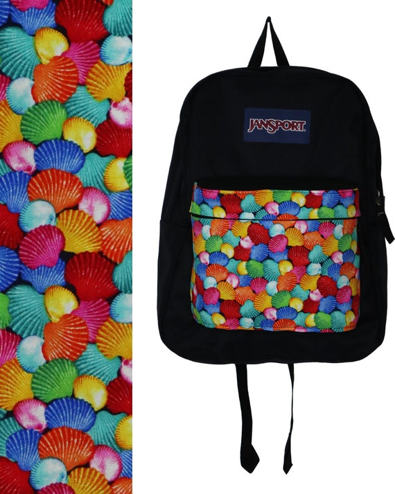 Rainbow Seashell Fabric Upcycle for the Jansport Superbreak Backpack Etsy