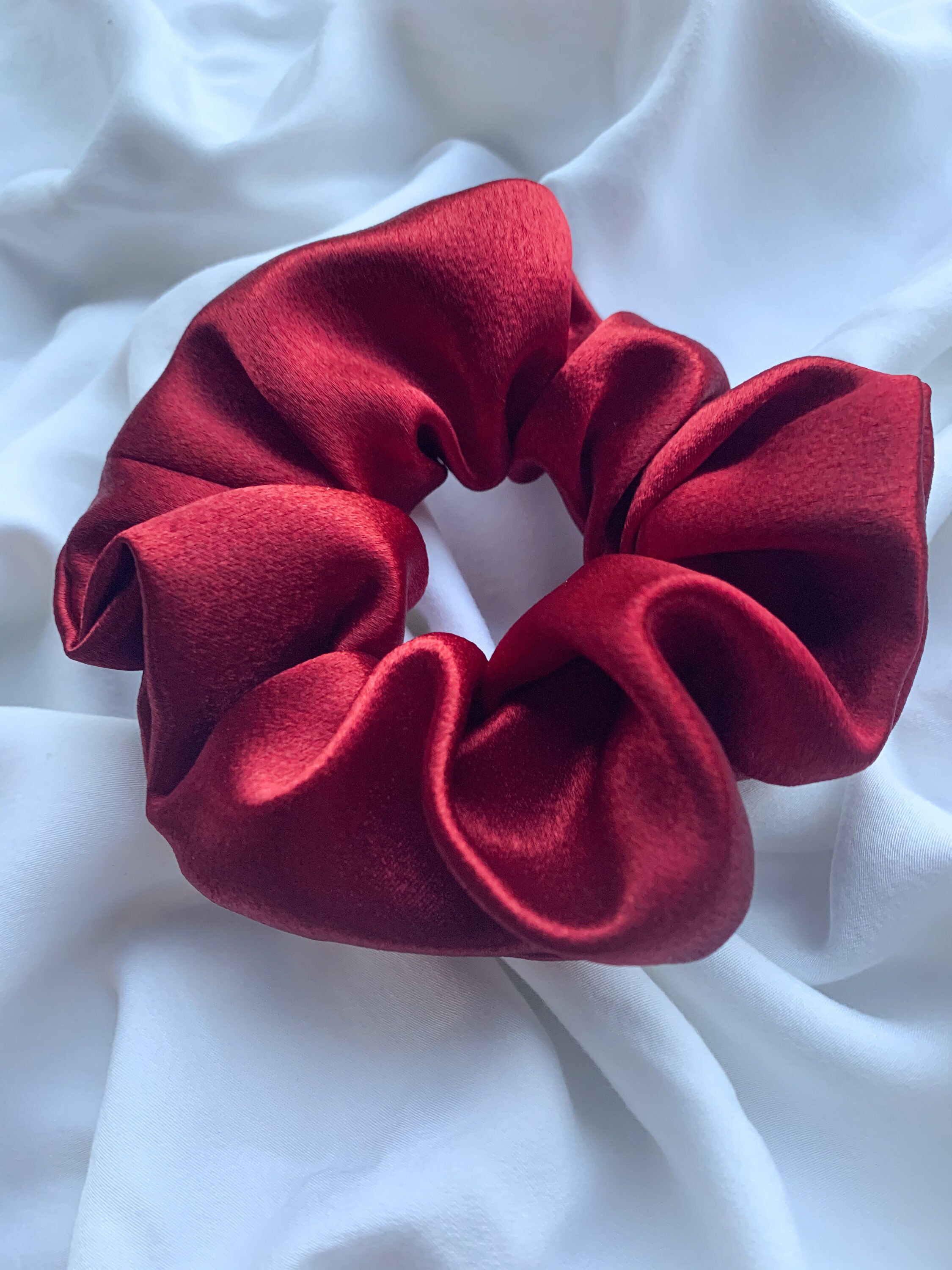 Lollipop Scrunchie Satin Red Hair Tie Accessory Etsy