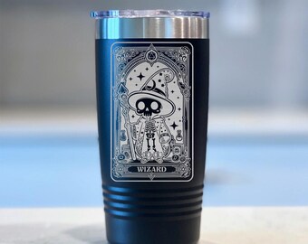 DnD Class Wizard Tarot Card! - Engraved DnD Tumbler