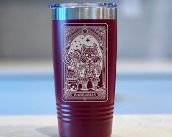 DnD Class Barbarian Tarot Card! - Engraved DnD Tumbler