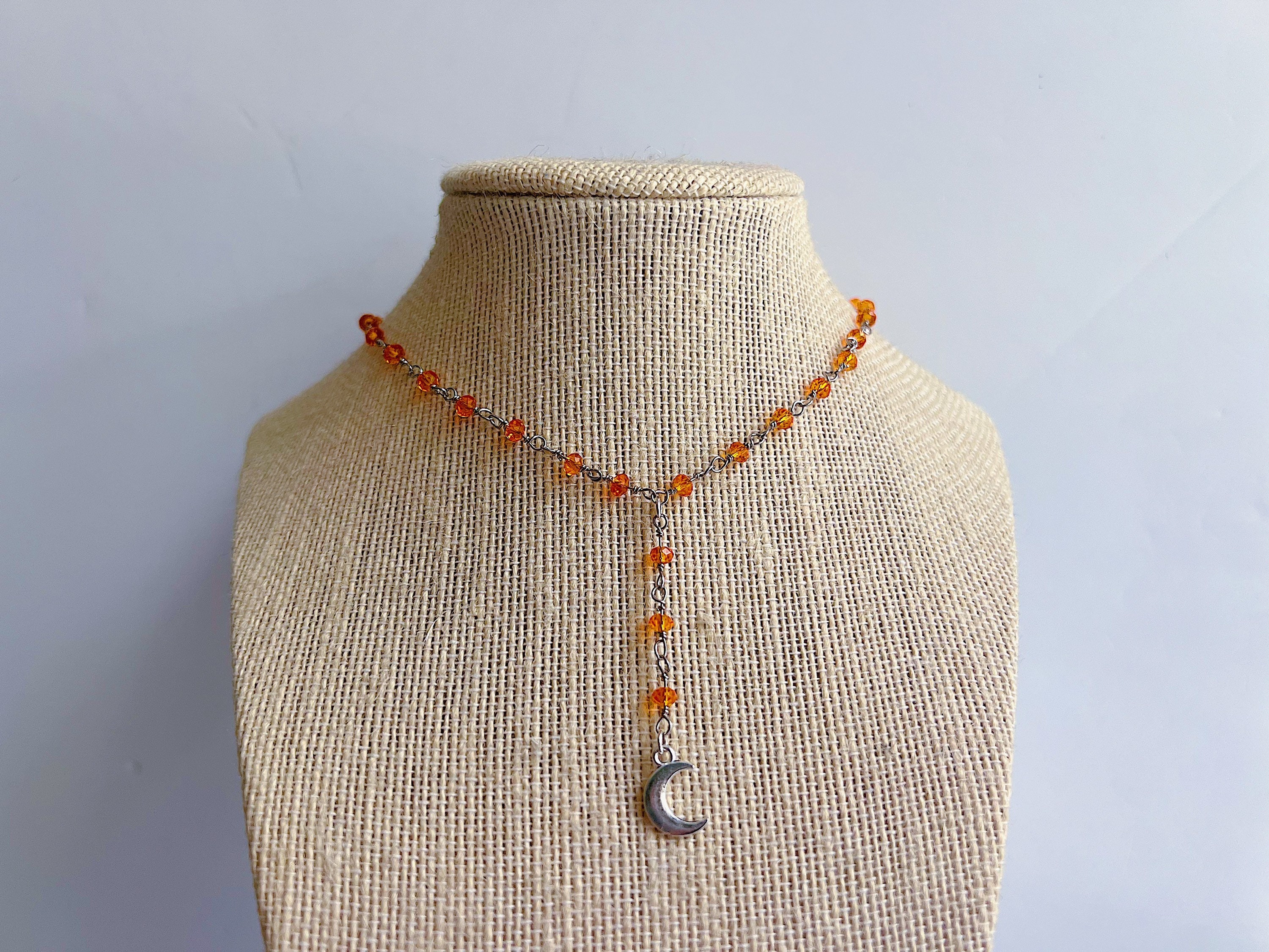 Bead Charm Drop Necklace Etsy