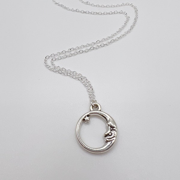 Silver crescent moon necklace | moon necklace | celestial necklace | indie necklace | silver plated | 925 | hippie necklace | gift for her