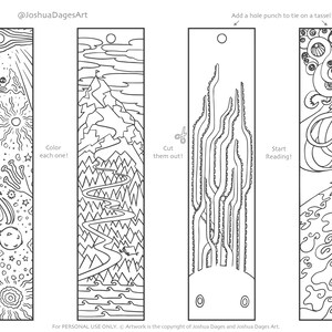 Color-yourself Printable Bookmarks - 4 Bookmarks Included (series 1) - Etsy