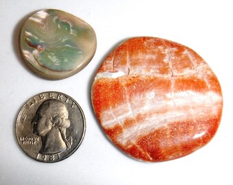 Pacific Abalone Lot, Cabochon, Polished Shell, 2 pc, Cut, 1.1 oz