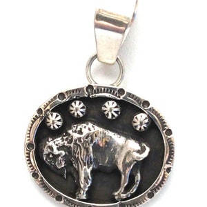 Sterling Silver Pendant, 3D Buffalo Design, 11.3g