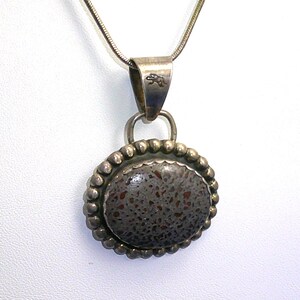 Dinosaur Bone Necklace, Sterling Silver, Oval, Chain Included