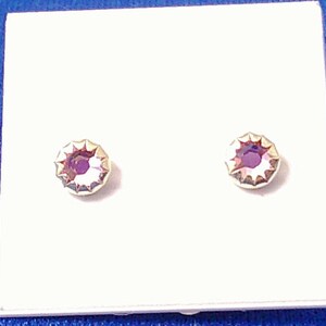 Swarvoski Crystal Post Earrings, Light Pink, Sterling Silver, Pierced