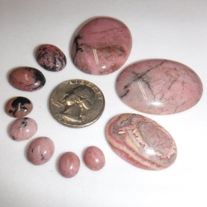 Quality Rhodochrosite Lot, Cabochon, Stone, Polished Rock, 10 pieces, USA
