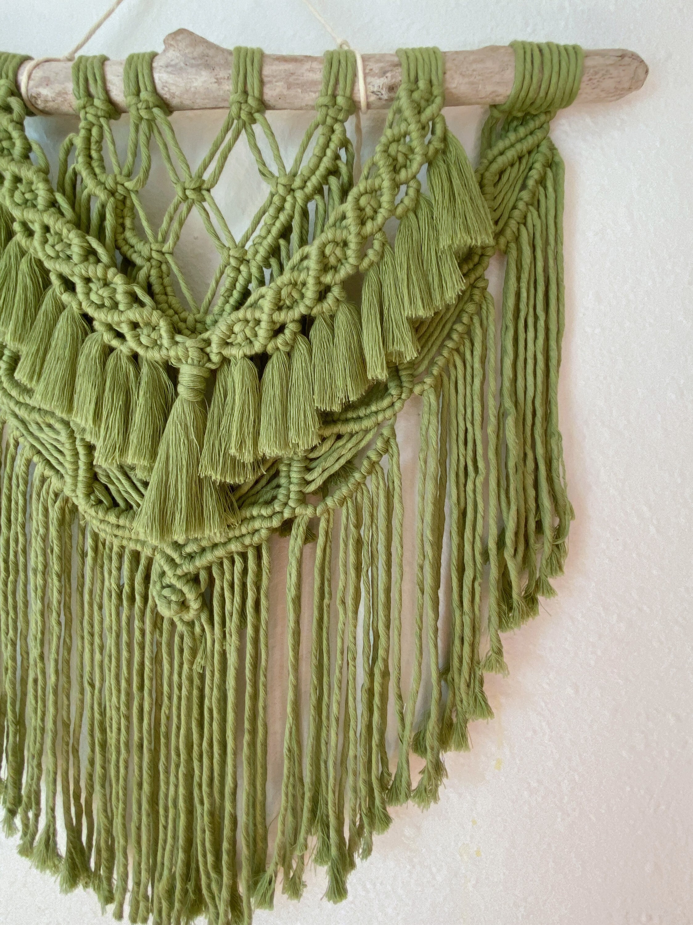 Green Macrame Wall Hanging Driftwood Macrame Woodland Wall Etsy