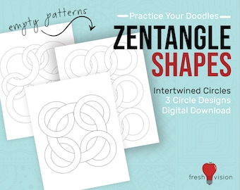 Zentangle Shapes - Intertwined Circles Empty Grid Pattern