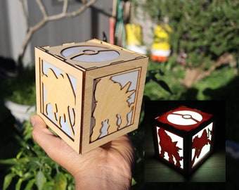 Pokémon Entei, Raikou et Suicune 3D Cube lampe boîte lumineuse Tilleul cadeau de Noël, Cadeau de couple, Cadeau d'amis