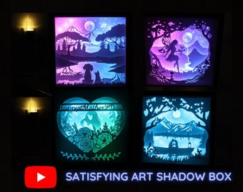 4x Paper Light Shadow Box SVG Best Friends inclut un tutoriel Youtube
