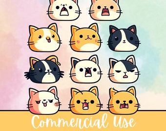 Collection de ClipArt de chat mignon : Illustrations PNG fantaisistes de Kawaii de charmants chats - Parfait pour les autocollants et les projets d'artisanat !