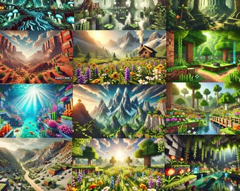 50+ Stunning Minecraft-Inspired PNG Backgrounds | Digital Download for Gaming & Decor