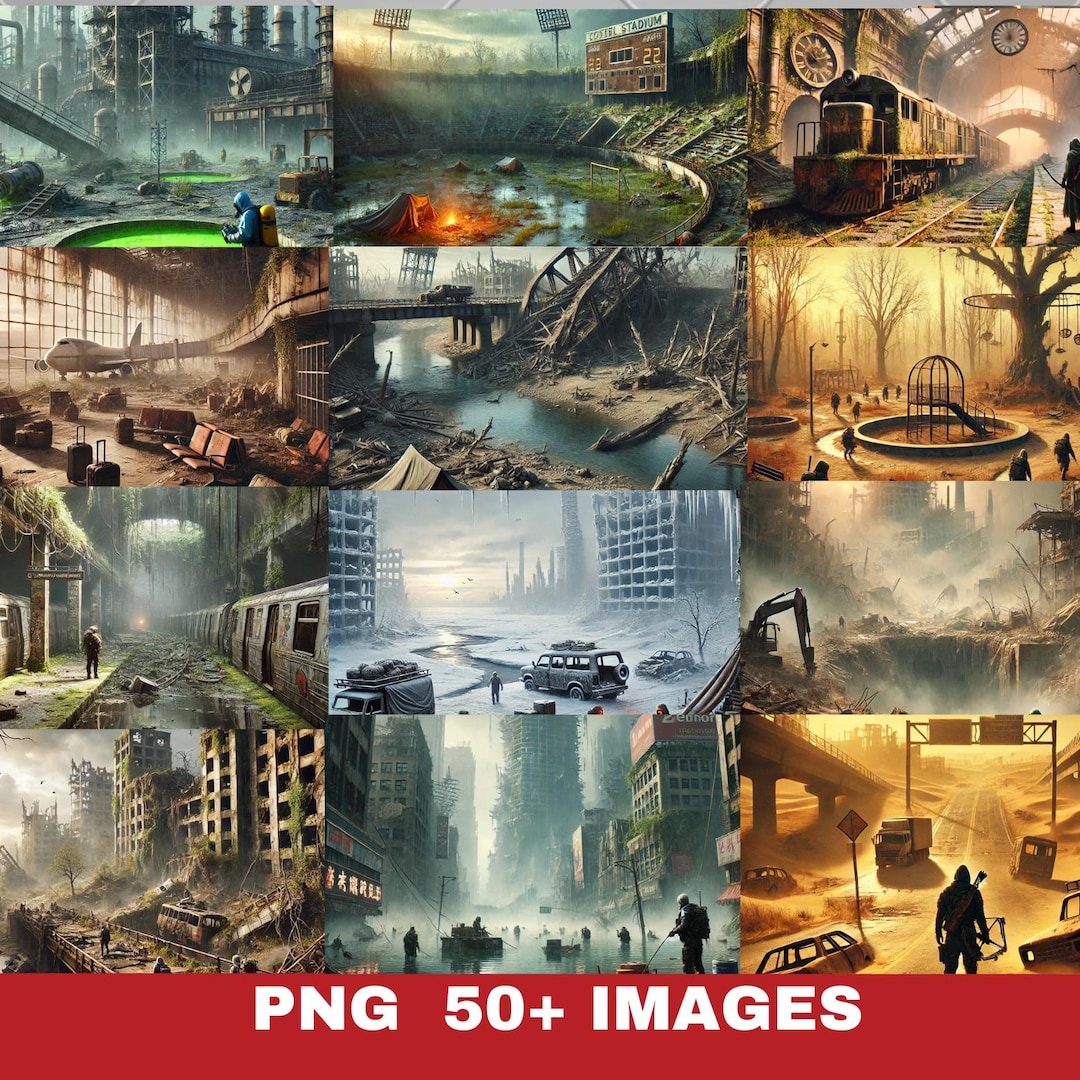 50+ Post-apocalyptic Digital Art Bundle: Wastelands, Survival Scenarios ...